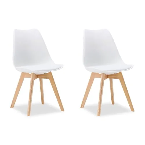 Homestyle4u Küchenstühle 2er Set Weiß - Moderne Esszimmerstühle im 2er Set, gepolsterter Sitz für hohen Komfort, ideal für den Innenbereich. Stilvolles Design in Weiß, perfekt für Familie und Freunde.