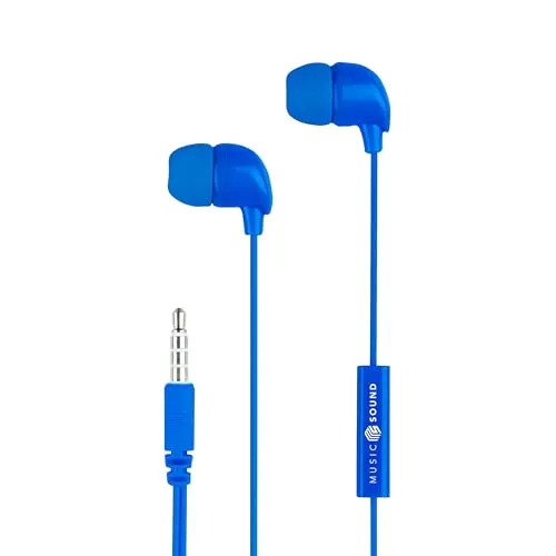 Music Sound | Kopfhörer Mit Kabel Fullcolor Intra-auriculaires | In-Ear-Stereokopfhörer Mit Eingebautem Mikrofon - 3,5-mm-Klinkenstecker - 1,2 m Anti-Tangle-Kabel – Farbe Blau