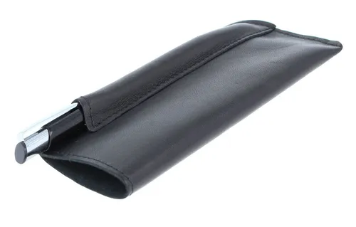 Leder-Stecketui mit Kugelschreiber in schwarz | Brillenetui | NEU OVP