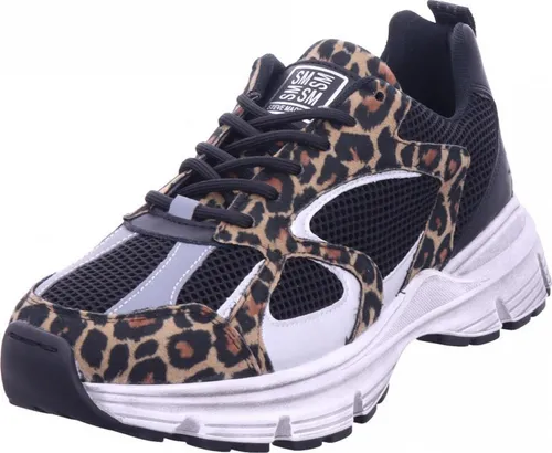 Steve Madden plaja Damen Sneaker Schwarz, Größe 39 - Sneaker mit coolem Animalprint im Lagen-Look, ideal für den Alltag und mit Wechselfußbett für optimalen Komfort.