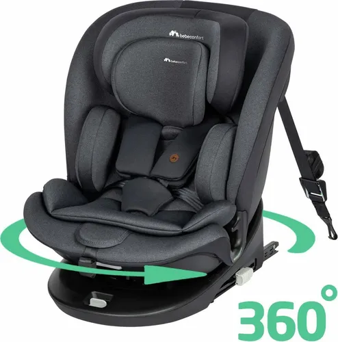 Bebeconfort Evolufix 360, Autositz 360 Drehbar, 0-12 Jahre, 40-150 cm, ISOFIX Kindersitz Drehbar, 10 Kopfstützenpositionen, Tinted Black