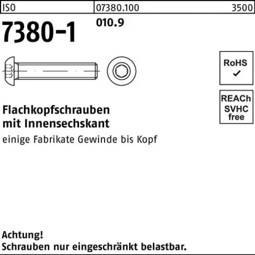 500er PACK(Stk) 007380100010040006 Flachkopfschraube ISO 7380-1 m.Innensechskan