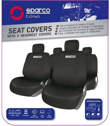 SPARCO Sitzschonbezug SPS402BK - Autositzbezüge aus strapazierfähigem Polyestergewebe, idealer Schutz für Ihre Autositze in elegantem Schwarz.
