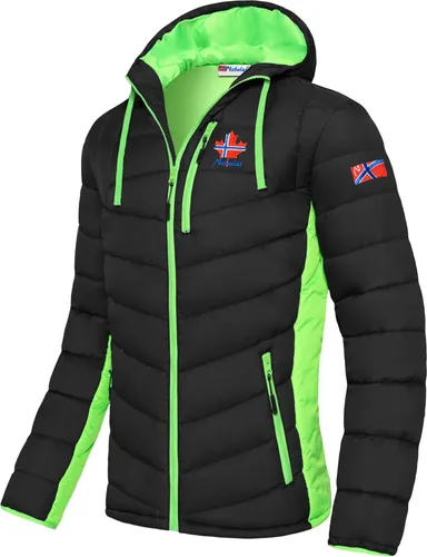 Nebulus Herren Jacke MERIK - Warme Übergangs- & Winterjacke in Schwarz-Lime, Größe M - Praktische Outdoorjacke aus 100% Polyester, windfest und wasserabweisend. Ideal für den Alltag mit stylischen Details und Reißverschlusstaschen.