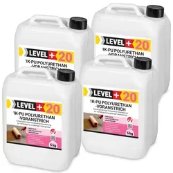 LEVEL+20 1K Polyurethan-Voranstrich 20kg - Gelb - Einkomponentiger Polyurethan-Voranstrich zur Verfestigung von Zement- und Anhydrituntergründen. Schnell trocknend und ideal zur Anwendung unter Parkett und Holzfußböden für eine stabile und belastbare Basis.