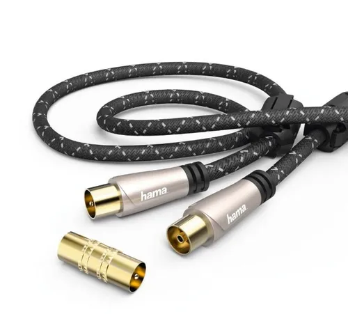 Hama 10m Antennen-Kabel 120dB Koaxial-Kabel - HDMI-Kabel & Videokabel mit 120dB Schirmungsmaß für exzellente Bild- und Tonqualität. Der vergoldete Stecker sorgt für sichere Signalübertragung und der flexible Gewebemantel verhindert Kabelbruch.