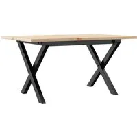 vidaXL Couchtisch X-Gestell 80x50x40cm - Esstisch aus massivem Kiefernholz und pulverbeschichtetem Stahl, langlebig und elegant mit rustikalem Charme, ideal für dein Wohnzimmer.