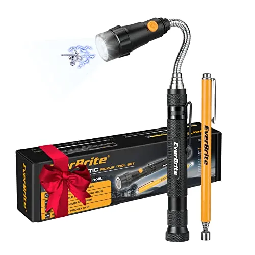 EverBrite Geschenke für Männer, Magnetheber Taschenlampe LED 2 Stück, kleine Geschenke für Männer Vater, Magnetgreifer, flexibler Krallengreifer mit starkem Magnetstab