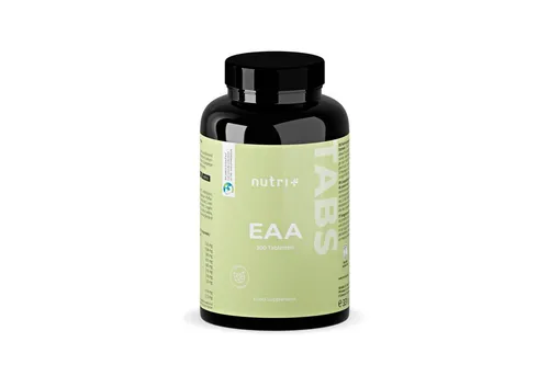 nutri+ EAA | 300 Tabletten | essentielle Aminosäuren mit schwarzem Pfeffer-Extrakt - Nahrungsergänzungsmittel für optimale Muskelregeneration und -aufbau, angereichert mit schwarzem Pfeffer-Extrakt für bessere Bioverfügbarkeit.