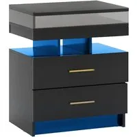 Costway Nachttisch mit LED-Beleuchtung 50 x 40 x 58 cm in Schwarz