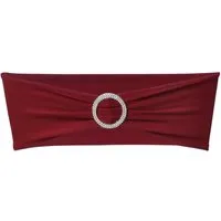 25x Stuhlschleifen Stretch Schleifenbänder mit Diamant Schnalle in Bordeaux - Party-Deko: 25 elegante Stuhlschleifen aus elastischem Stoff mit Kunststoff-Diamant Schnalle, passend für Stühle mit einer Lehnenbreite bis 50 cm - ideal für Hochzeiten und Feiern!