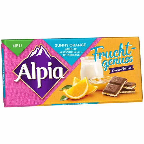 Alpia Fruchtgenuss Sunny Orange auf knuspriger Joghurtcreme 100g