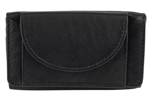 Kleine Minibörse ohne Scheine zu knicken Miniportmone LEAS in Echt-Leder schwarz