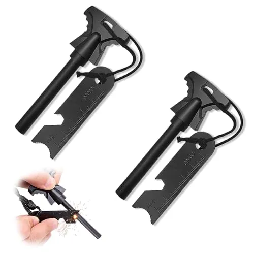 Feuerstahl 2 Stücke Feuerstarter Set Traditioneller Feuerstarter für Outdoor-Ausrüstung, Fireflint Magnesium für Camping und Survival