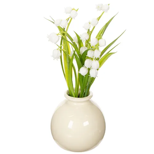 Kunstblumen Maiglöckchen Dekoarrangement in Keramikvase