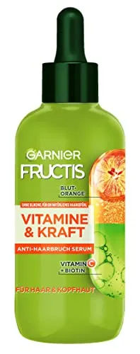 Produktbild Garnier Kräftigendes Haarserum für dünnes und brüchiges Haar, Haarkur gegen Haarverlust, Mit Vitamin C und Blutorange, Fructis Vitamine & Kraft, 125 ml