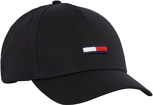Tommy Jeans Unisex Cap TJU Flag Basecap, Schwarz - Stylische Baseball Cap für Herren, aus 100% Baumwolle, mit aufgesticktem Logo und verstellbarem Riemen für optimalen Tragekomfort.