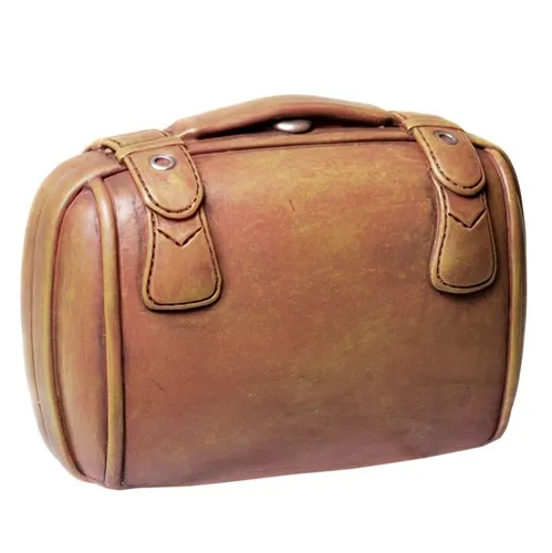 Spardose Koffer  braun 8,5 x 11 cm Polyresin mit Pfropfen von Udo Schmidt