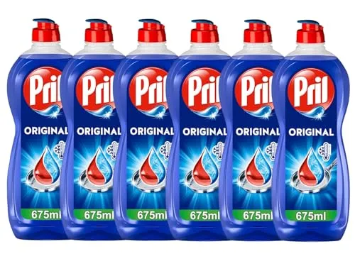 PRIL Original (6x 675 ml), Handgeschirrspülmittel mit höchster Fettlösekraft, für sauberes Geschirr auch in kaltem Wasser