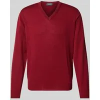 MAERZ München Strickpullover - Hochwertiger Strickpullover aus 100% Wolle in weinrot, ideal für kalte Tage und komfortable Passform in Größe 52.