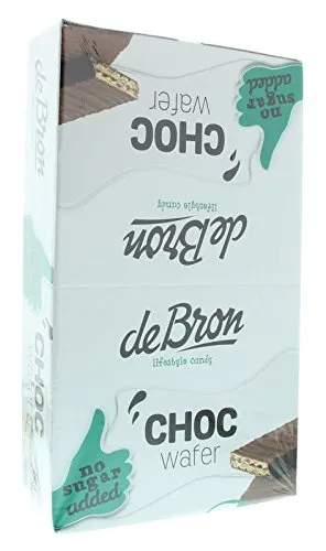De Bron Choc Wafer - Proteinwaffel mit Schokoladenüberzug - Nur 1,4g Zucker & 159 Kcal pro Waffel - 24 x 34g