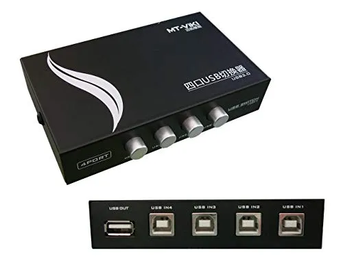 KALEA-INFORMATIQUE 4-Port USB 2.0 Switch Sharing Box, Weiche 4 Eingänge auf 1 Ausgang oder 1 Eingang auf 4 Ausgänge.