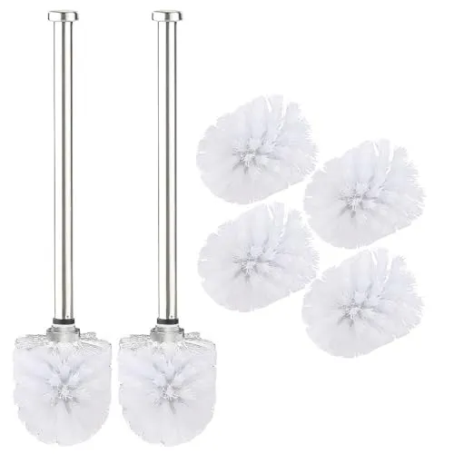 BadeStern Toilettenbürste Ersatz: 2er-Set WC-Bürsten mit Edelstahl-Stiel und 3 Aufsätzen mit Ø 7 cm (Toilettenbürste Wandmontage, WC-Garnituren Wandmontage)