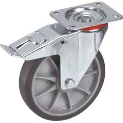 Lenkrolle mit Feststeller, TPE-ESD, ø200 x 40mm - Transportgeräte & Rampen - Hochbelastbare Lenkrolle mit Feststeller, Tragkraft bis 250 kg, ideal für sichere Transporte in Werkstätten und Lager.