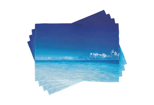 Abakuhaus Platzset Waschbare Stoff Esszimmer Küche Tischdekorations Digitaldruck, (4-teilig, 4-St., Set aus 4x), Blau Ocean Beach Sea-Landschaft