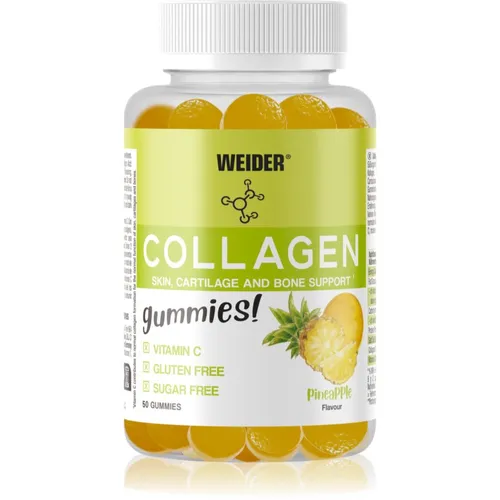 Weider Collagen Gummies mit Kollagen, Geschmack Pineapple, 50 St. - Kollagen-Präparate, 50 St. Weider Collagen Gummies unterstützen die Gelenk- und Hautgesundheit und fördern ein schöneres Aussehen. Ideal für Sportler und zur Auffüllung des natürlichen Kollagenverlusts im Alter.