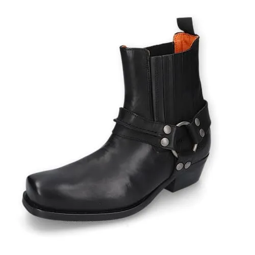 Dockers by Gerli Herren Biker Stiefel - Schwarz - Größe 46 - Wanderschuhe im robusten Western-Look aus echtem Nappaleder, mit weichem Innenfutter für höchsten Tragekomfort und stabiler Synthetiksohle.