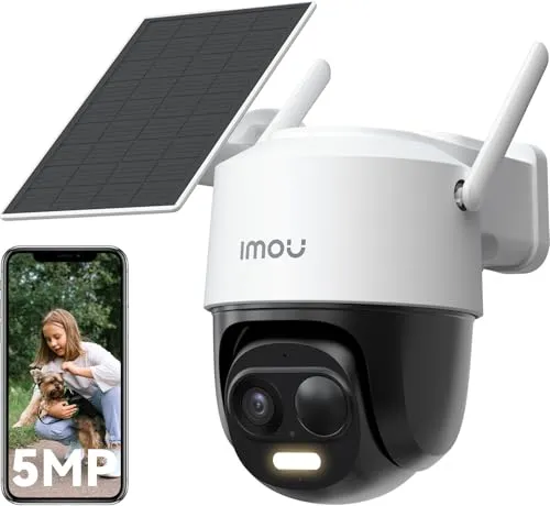 Imou 3K/5MP Solar Überwachungskamera Aussen Akku mit KI Personen-/Fahrzeugerkennung, 360° PTZ WLAN IP Kamera Outdoor Kabellos, Farbnachtsicht, Smart Tracking, 2-Wege-Audio, Sirene, Privatmodus, IP65