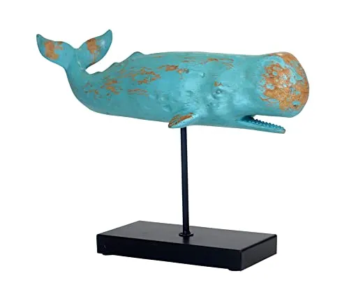 Wal Walfisch Fisch Dekofigur Statue Skulptur Standfuß Polyresin Modern