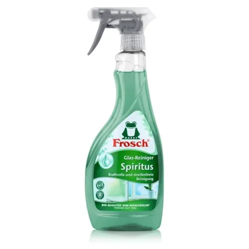 Frosch® Spiritus Glasreiniger 5,0 l - Reinigungsmittel für streifenfreie Sauberkeit, ideal für Auto-Scheibenwaschanlagen und entfernt selbst hartnäckige Verschmutzungen.