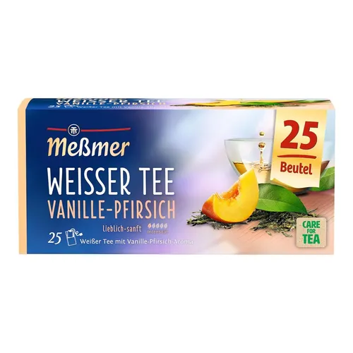 Meßmer Weißer Tee Vanille Pfirsich 25 Beutel Vegan Aroma Frucht Tee Weißtee süß