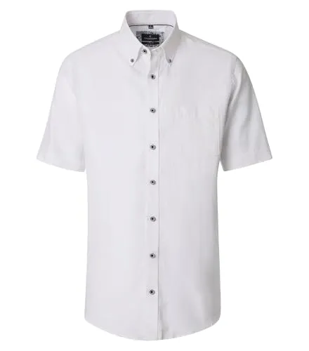 CASAMODA Leinenhemd Kurzarm Uni Comfort Fit Weiß