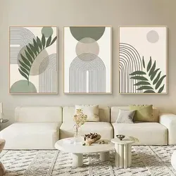 3-teiliges Boho Poster Set mit Grünen Pflanzen - Vielseitige Wanddekoration: Ideal für Wohnzimmer, Schlafzimmer oder Gästezimmer. Hochwertiger Druck auf Leinwand sorgt für lebendige Farben und modernen Boho-Stil, der jedes Ambiente aufwertet.