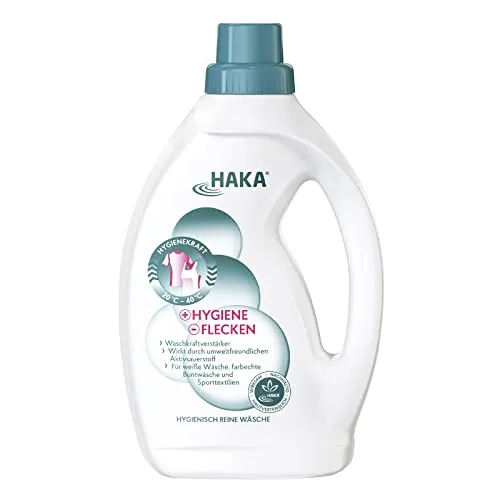 HAKA Wäsche-Hygienespüler, 1 L (25 WL), Desinfektionsspüler entfernt Flecken & Gerüche, für hygienisch frische Wäsche, ohne Duft- & Konservierungsstoffe, Waschmittel-Zusatz, vegan