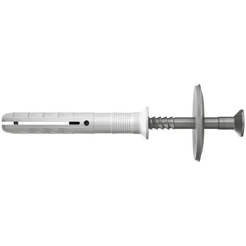 fischer 50367 Nageldübel N 6 x 40/10 S D A2 - Anker für einfache Montage: Integrierte Einschlagsperre verhindert Aufspreizen, ideal für Außenanwendungen mit Edelstahl A2 Senkkopf und Dichtscheibe.