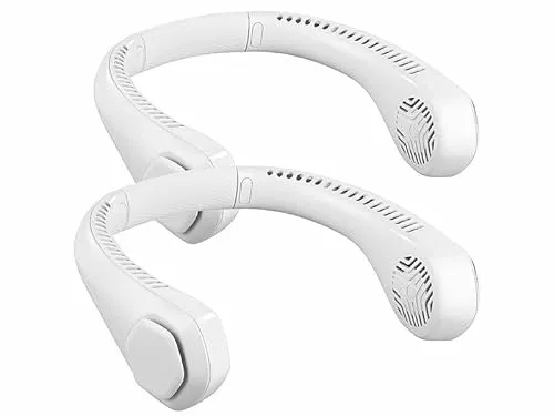 infactory Umhängeventilator: 2er-Set Mobile Akku-Doppelventilatoren zum Umhängen, 2.400 mAh (Ventilator Umhängen, Ventilator mobil, Tischventilator)