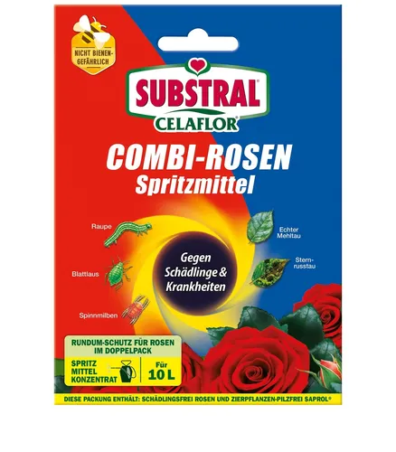 Substral Celaflor Combi-Rosenspritzmittel - Rundumschutz für Rosen, bekämpft Schädlinge und Pilzkrankheiten effektiv, 1x15+2x4ml