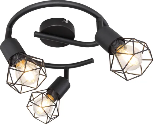 Elegante Deckenleuchte 3 Flammig im Käfig Design - Lampen - Stilvolle Deckenlampe mit 3 beweglichen E14 Spots im diamantförmigen Metallkäfig, ideal für individuelles Licht und ein modernes Ambiente.