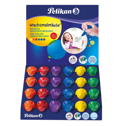 Pelikan Wachsmalmäuse sortiert, 24 Stück im Display von Pelikan