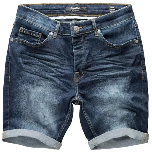 Amaci&Sons Herren Jeansshorts Bermuda W38 - Dunkelblau - Herren-Shorts in Regular Fit, ideal für Sommeroutfits, pflegeleicht und maschinenwaschbar.