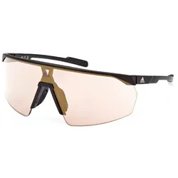 Adidas SP0075 Damen-Sonnenbrille - Vollrand Eckig, Acetat-Gestell - Sportbrillen für Damen mit schwarzem Acetat-Gestell und braunem Spiegelglas in Gold, ideal für Sport und Freizeit.