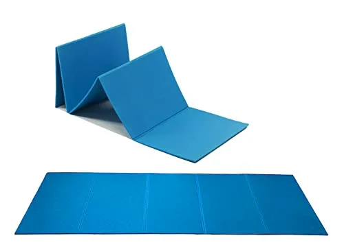 Fitnessmatte, faltbar, 175 x 50 cm, hellblau, für den Innenbereich, für Fitnessstudio oder zu Hause