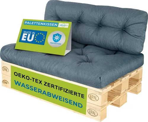 Pillows24 - Palettenkissen wasser- und UV-beständig - 2ER SET | Polster für Europaletten 120x80 - Palettenmöbel - Outdoor/Indoor, Türkis