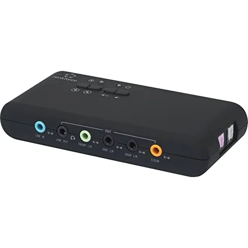 Renkforce RF-4355800 7.1 Soundkarte - Soundkarten für PC und Notebook mit bis zu 7.1 Kanal Surround Sound, USB 2.0 Anschluss für einfache Installation und verbesserte Audioqualität.