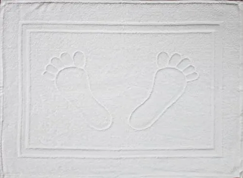 Unbekannt Duschvorleger, Badematte, Frottee, Frottier, 50 x 70 cm, Füße, Uni einfarbig, Badvorleger, 100% Baumwolle (Weiss-Füße)