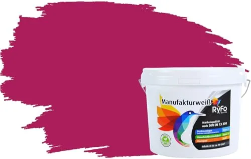 RyFo Colors Bunte Wandfarbe Manufakturweiß Bougainvillearot 3l - Hochwertige Innenwandfarbe mit exzellenter Deckkraft - ✓ PREMIUM WANDFARBE FÜR EINEN STILVOLLEN LOOK - Diese Innenwandfarbe sorgt für ein harmonisches Farbbild und schafft eine angenehme Atmosphäre. Ideal für alle Wohnräume. ✓ HOHE DECKKRAFT - Zertifizierte Deckkraftklasse 1 für ein perfektes Ergebnis ohne Durchscheinen.